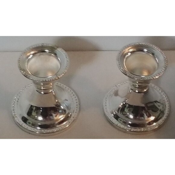 Essex Candle Holder Set of 2 Silver Plated Essex 2 1/2" Tall - Picture 2 of 2